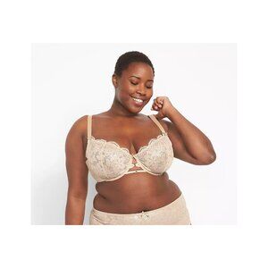 Lane Bryant Cacique Foil Lace Unlined Balconette Bra 42H